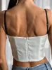 Regata feminina Mingmingxi verão branco acolchoado top cropped mini alça espaguete bodycon para festas de fim de ano Highstreet tops femininos 2023