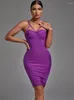 Lässige Kleider Verbandkleid 2023 Damen Lila Figurbetont Elegant Sexy Riemchen Abend Club Party Hochwertige Sommer Outfits