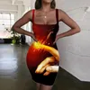 Vestidos casuais Giyu Brand Flame Dress Women Food Bodycon Novel Vestido Sexy Womens Clothing Summer Beach Boho High Quality