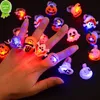 新しいLEDライトハロウィーンリング光るカボチャゴーストスカルリングキッズギフトハロウィーンパーティーデコレーションホールホラー小道具用品