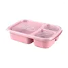 Dinnerware Sets Portable Storage Container Wheat Straw Bento Box Student Sanitary 3 Grid Microwave Environmental Protection Without Spa