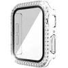 Couvercle de boîtier de montre en verre trempé pour Apple iWatch protection pare-chocs écran protecteur coque PC Double diamant strass couverture appropriée 40mm 42mm 44mm 41mm 45mm