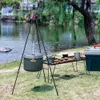 Camp Kitchen Sundick Camping Cookware Stativ för brandkokare Stativ Hängande matlagningspotten Camping Equipment Löstagbar stativ Camping Supplies 230621