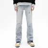 Herr jeans mode stänk bläck graffiti vintage baggy män flare jeans byxor elegant tvättade blå hip hop -denim byxor ropa hombre 230620