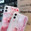 ピーチブロッサムクイックサンド電話ケースフラワーリキッドバックカバーキラキラホタエルブリングプロテクター用iPhone 14 13 12 11 PRO MAX SAMSUNG NOTE20 ULTRA NOTE10 NOTE9 S23 S22 S21