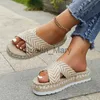 Slippers Fashion Print Print Толстые тапочки женски Espadrilles Flat Platform Sandals Женщина Лето 2023 Легкие не скользкие повседневные тапочки J230621