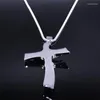 Pendentif Colliers Crucifix Jésus Croix En Acier Inoxydable Multicouche Grand Collier Pour Femmes / Hommes Argent Couleur Bijoux Collier Homme