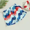 Шорты Focusnorm 2-7y Kids Boys Swim Shrunks Summer Geometric Wavy Print Elastic Shorking Shorts Shidts Cweeing Baging костюм 230620