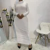 Ethnische Kleidung Abaya Frauen Muslim Langes Kleid Einfarbige elastische Baumwolle Maxi Robe Casual Slim Stretch Sleeve Kleid Naher Osten Ramadan