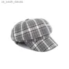 Spring Autumn Hat 2023 New Fashion Octagonal Newsboy Cap For Women Vintage Plaid Beret Hat Ladies Artist Painter's Cap L230523