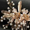 Luxurious Hair Combs Gold/Silver Color Leaves Faux Pearls Crystal Shiny Charming Headwear Jewelry Hair Accessories for Women