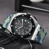 Mens full funktionell armbandsur kvartsrörelse Male Time Clock Watch Rubber Band Sapphire Glass Relogio Masculino Wristwatch