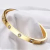 Bracciale rigido di lusso in acciaio al titanio con diamanti per donna Braccialetti d'amore dal design classico Bracciale in vero cristallo austriaco oro 18 carati argento regalo di gioielli Brithday di nozze