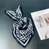 Lenço de chiffon lenço de seda lenço de cabeça twilly personagem carta animal impressão ponto neckerchiefs designer feminino leve quadrado médio