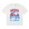 T SHIRT Rhude T Shirt Designer Fashion Clothing Tees Hip hop Parakeet Long Tailed Parrot Print High Street Casual Versatile Short Sleeve T-shirts men women Streetwea