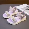 Sandalias de perlas para niñas, zapatos de verano para niños, sandalias para niños, zapatos suaves con punta abierta L230518