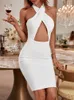 Vestidos Casuais Bandage Dress 2023 Feminino Branco Bodycon Elegante Sexy Oco Out Night Club Party Roupas de Verão de Alta Qualidade