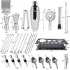 Outils de bar 28pcs en acier inoxydable Boston 550600750800ml Cocktail Shaker Set Vin Martini Boisson Mélangeur Outil Barman Drop 230621