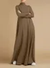 Ubrania etniczne muzułmańskie sukienki Abayas dla kobiet vintage solidne maxi sukienka damska golf sundress swobodne długie rękawy maxi vestidos s-5xl 230620