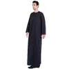 Ethnic Clothing Muslim Saudi Arabia Middle East Men's Round Neck Monochrome Robe Greek Dress Islamic Ramadan Religious