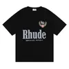 Camisetas de diseñador Camiseta Rhude Shude Women Impresión de camisas de moda al aire libre Camiseta municipal de camisa suelta Tamaño transpirable S-XL