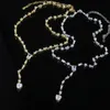 Y-Form Hochzeit Halskette gepflastert 5A Kubikzirkon für Frauen Dame hochwertige Schmuck Gold Silber Farbe Großhandel