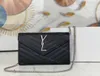 2023 Nieuwe 1168-1 Lady Evening Chain Bags Lamsleer Caviar Leather Classic V Line Thread met Cover Envelop Crossbody Bag