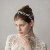 Headpieces O347 Vintage Floral Lady Fairy Crystal Wedding Hairband Handgjorda hårtillbehör Guld Brudhuvudbonad