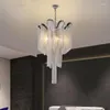 Lustres Moderno Borla Lustre Villa Jantar Festa Luz Prateada Luxo Minimalista Fluxo Suspensão Arte Design Escada