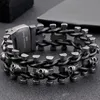 Bracelet Premium Hommes Vintage Punk En Acier Inoxydable Biker Crâne Bracelet À La Main En Cuir Tressé Bracelet Gothique Mâle Bijoux En Gros 230620