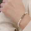Braccialetto di perle d'acqua dolce naturale braccialetto elastico con perline di cristallo di quarzo fragola labradorite