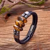 Charm Armbanden Multi-layer Echt Leer Natuurlijke Tijgeroog Mannen Steen Sieraden Roestvrij Stalen Gesp Armband Voor Man Vrouwen