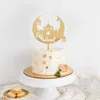 Ny Golden Eid Mubarak akrylkaka toppers Castle Moon Cupcake Topper för Ramadan Islamiska muslimska festivalparty Cake Diy Decoration