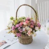 Decorative Flowers Silk Peony Artificial High Quality Pink Rose Hydrangea Vases For Home Decoration Wedding Fake Plants