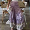 Kjolar söta blommor tryck kjol kvinnor sommar bohemiska långa kjolar hög elastisk midja a-line mode boho maxi kjolar xs-3xl jupe rs171 j230621