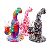 Kit de cachimbos de borbulhador de silicone mini padrões coloridos com cabo de vidro filtro funil tigela erva seca tabaco narguilé cachimbo de água narguilé shisha suporte para bongo cachimbos dhl