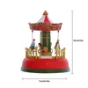 Party Decoration Christmas Village Glowing Music House Carousel Ferris Wheel 2023 Xmas Tree Ornament Present