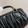 Women Bowling Bag Tote Bag Shoulder Bag Pillow Bag Handbags Pleated Leather Hand Bag Crossbody Purse Key Lock Golden Hardware Classic Letter Removable Strap Pouch