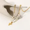 Hänge halsband 2023 mode korsa hängen halsband sötvatten pärla rund sträng för män kvinnor gåva grossist smycken
