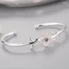 Bileklik Yaratıcı Moda Gümüş Kaplama Takı Bilezikleri Kristal Kadın Kiraz Çiçekleri El Yapımı Bangles Hediye SL059