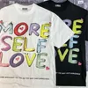 Camisetas masculinas de boa qualidade, coloridas, letras grandes, mais amor próprio, camisas masculinas, hip hop, soltas, gola redonda, camisetas femininas, camisetas de algodão T230621