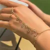 Boho Creative Zircon Chain Dedo Ring Bracelets for Women Wed Bridal Dancer Vintage Connected Hand Harness Bracelets Jewelry