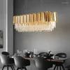 Lampadari Lampadario moderno in cristallo per soggiorno ovale di lusso in acciaio inossidabile rotondo in oro