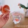 Cups Dishes Utensils 350ml Baby Sippy Water Cup Kid Handle Learn Feeding Drinking Bottle Antichoking with Gravity Ball Kids Training Straw 230621