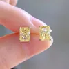 Stud OEVAS 100% 925 Sterling Silver Sparkling 5*7mm Yellow Zircon High Carbon Diamond Stud Earrings For Women Party Fine Jewelry Gift 230620
