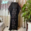 Ubranie etniczne Dubai Abaya Diamond Long Dashiki Summer Flower Design Czarna sukienka z szalikiem dla Lady African Ubrania HD007