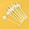 New 10/20/30pcs Daisy Flower Paper Straws Disposable Drinking Straw for Daisy Birthday Party Wedding Decoration Supplies Baby Shower