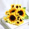 Dried Flowers High Quality Sunflower Artificial Beautiful Silk Bouquet Home Garden Party Wedding Fake Flower Living Room Decoration