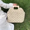 2022 new straw woven women's bag Japanese and Korean net red magazine wooden handle handbag large capacity Holiday Beach light 230621