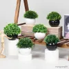 Planters krukor Konstgjorda växter Kraftad grön bonsai små träd gräs växter pot prydnad falska blommor för hem trädgård sovrum dekoration